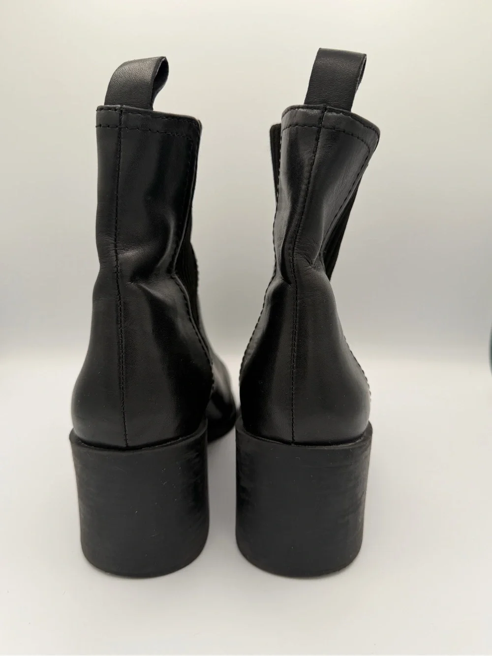 Steve Madden Black Pointed Sock Booties with Block Heel